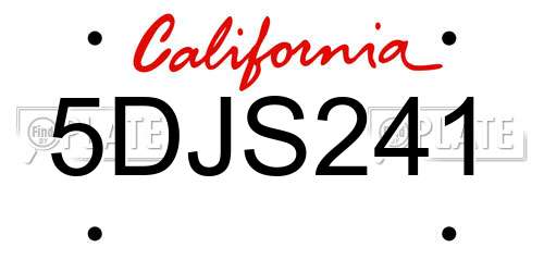 5DJS241 California License Plate
