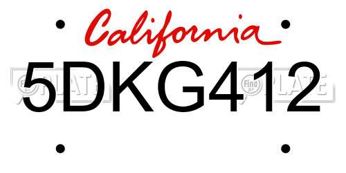 5DKG412 California License Plate