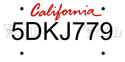 5DKJ779 California License Plate