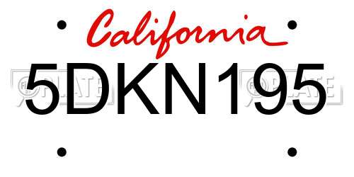 5DKN195 California License Plate