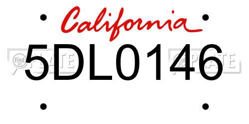 5DL0146 California License Plate