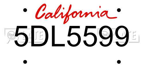 5DL5599 California License Plate