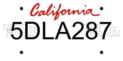 5DLA287 California License Plate