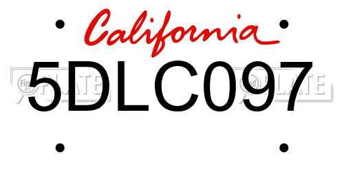 5DLC097 California License Plate