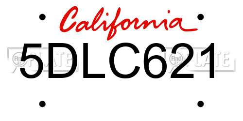 5DLC621 California License Plate