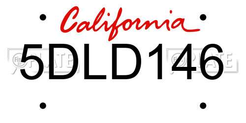 5DLD146 California License Plate