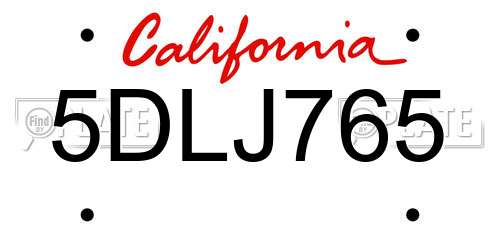 5DLJ765 California License Plate
