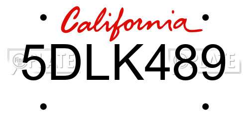 5DLK489 California License Plate