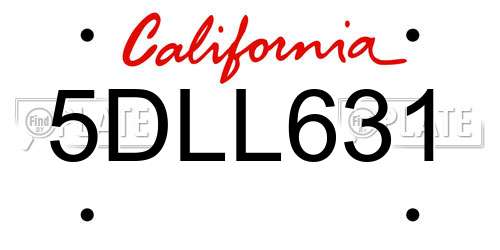 5DLL631 California License Plate