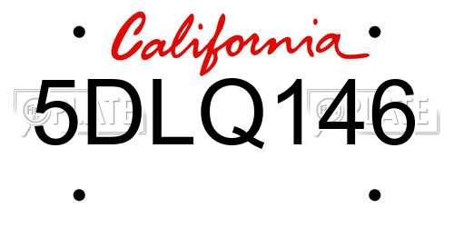5DLQ146 California License Plate