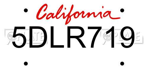 5DLR719 California License Plate
