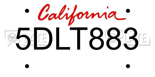 5DLT883 California License Plate