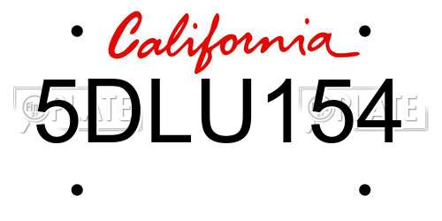 5DLU154 California License Plate