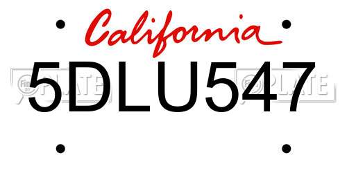 5DLU547 California License Plate