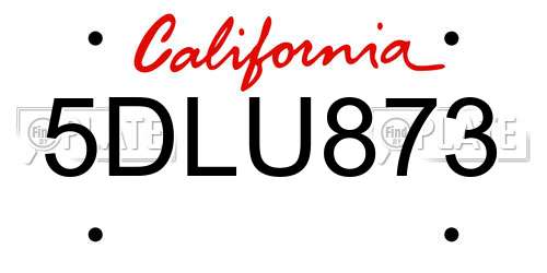 5DLU873 California License Plate