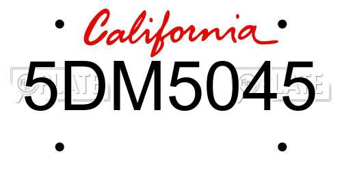 5DM5045 California License Plate