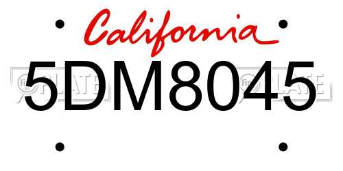 5DM8045 California License Plate