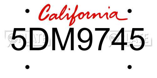 5DM9745 California License Plate