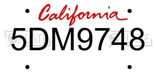 5DM9748 California License Plate