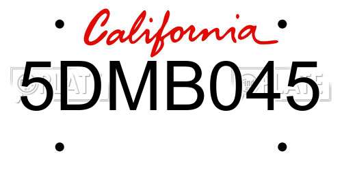 5DMB045 California License Plate