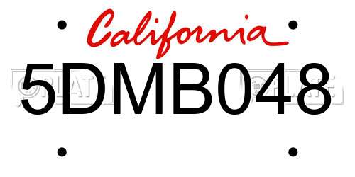 5DMB048 California License Plate