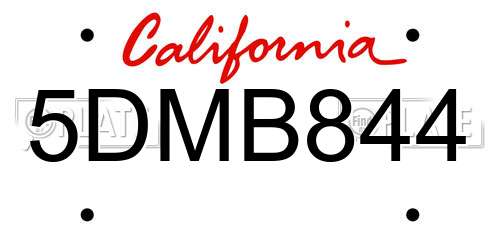 5DMB844 California License Plate