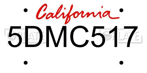 5DMC517 California License Plate