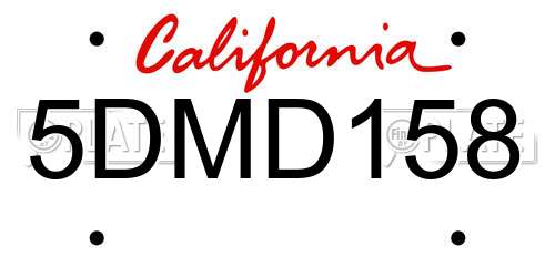 5DMD158 California License Plate