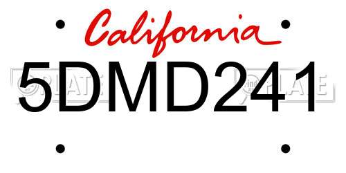 5DMD241 California License Plate