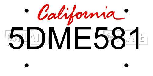 5DME581 California License Plate