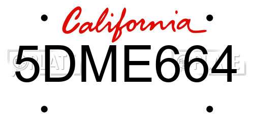 5DME664 California License Plate