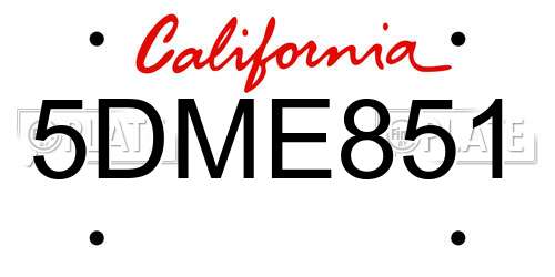 5DME851 California License Plate