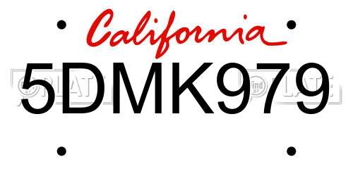 5DMK979 California License Plate