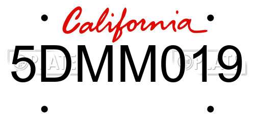 5DMM019 California License Plate