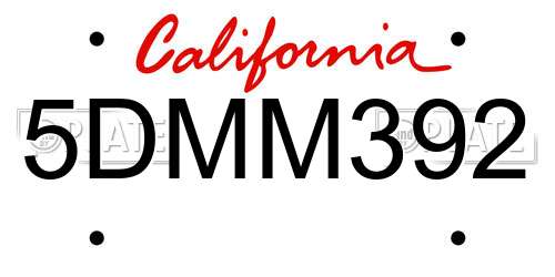 5DMM392 California License Plate