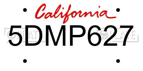 5DMP627 California License Plate