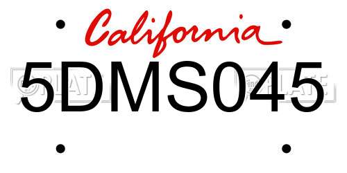 5DMS045 California License Plate