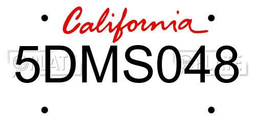 5DMS048 California License Plate