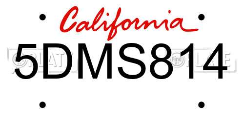 5DMS814 California License Plate