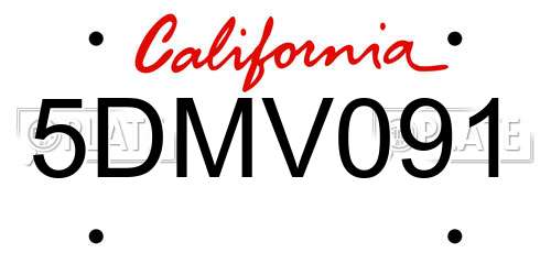 5DMV091 California License Plate