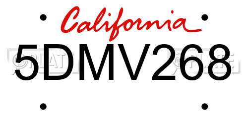 5DMV268 California License Plate