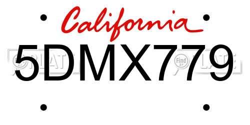 5DMX779 California License Plate
