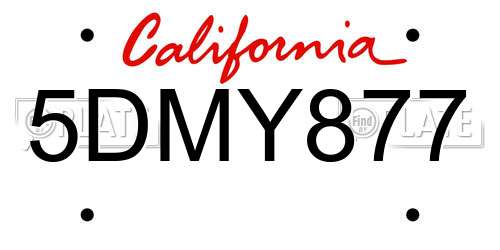 5DMY877 California License Plate
