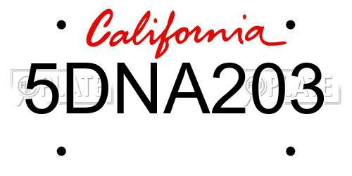 5DNA203 California License Plate