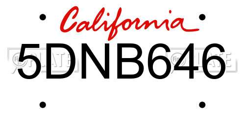 5DNB646 California License Plate