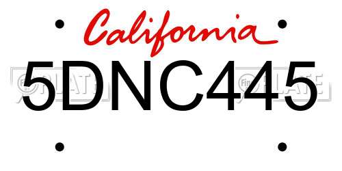 5DNC445 California License Plate