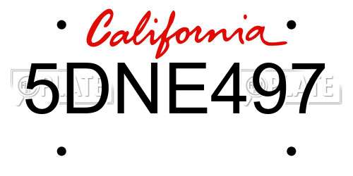 5DNE497 California License Plate