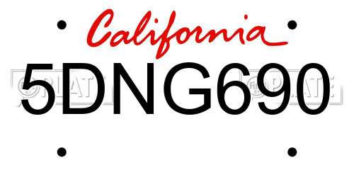 5DNG690 California License Plate
