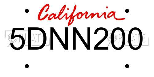 5DNN200 California License Plate