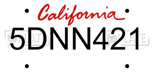 5DNN421 California License Plate